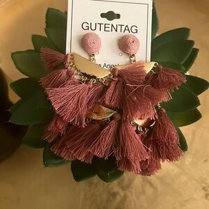 Flirty Boho Chic Blush Pink Fringe Earrings